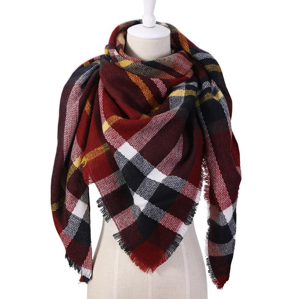 Plaid Winter Triangle Scarf