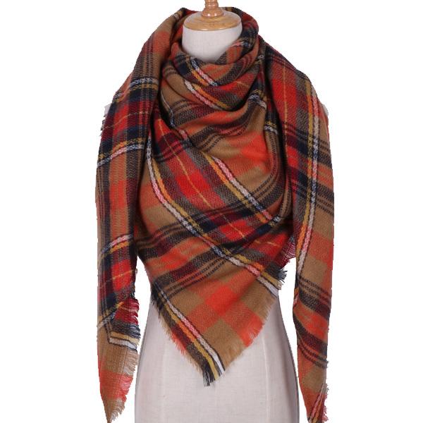 Plaid Winter Triangle Scarf