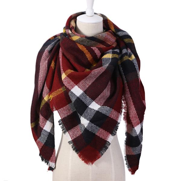 Plaid Winter Triangle Scarf