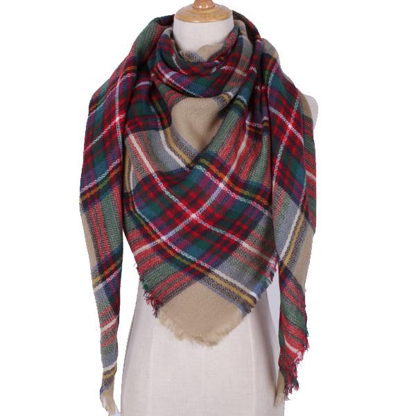 Plaid Winter Triangle Scarf
