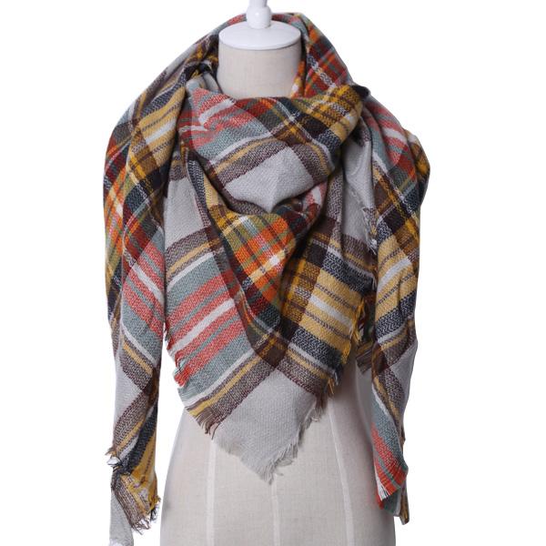 Plaid Winter Triangle Scarf