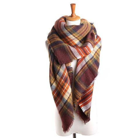 Plaid Winter Triangle Scarf